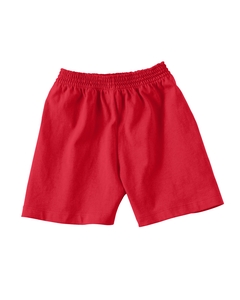 Toddler Cotton Shorts - 5.5 oz., 100% cotton jersey. Four-needle covered elastic waistband. Double-needle hemmed bottom. (White is sewn with 100% cotton thread.)