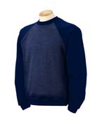 8 oz 50/50 Raglan Crew Neck - 50% cotton, 50% polyester nublend fleece, 8.0 oz. virtually pill-free; double-needle coverseamed stitching on neck and waistband; contrast raglan sleeves; spandex in neck, cuffs and waistband for excellent stretch and recovery; 1x1 rib neck, cuffs and waistband.