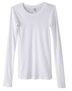 Women's Sophie Sheer Rib Long-Sleeve T-Shirt - 4 oz., 98/2 cotton/spandex. 50s combed ringspun super soft sheer mini-rib. Longer body. Sideseamed. Set-in sleeves.