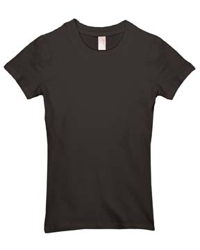 6 oz Cotton/Spandex Crew Neck T-shirt - 93% preshrunk cotton, 7% spandex, 6.0 oz. double-needle stitching on sleeves and bottom hem; cap sleeves; side seamed for a slim silhouette; heather grey is 84% cotton, 9% polyester, 7% spandex.