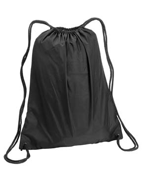 Large Drawstring Backpack - 210 denier nylon; durable construction; color matched drawstrings