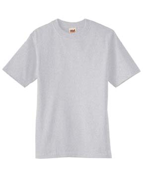 6.1 oz. Cotton Youth T-Shirt - 100% heavyweight cotton, 5.4 & 6.1 oz., preshrunk; double-needle stitching throughout; seamless rib at neck; shoulder-to-shoulder tape; heather grey is 90% cotton, 10% polyester; fashion cut; 3/4" rib neck; fitted, tapered sleeves. 