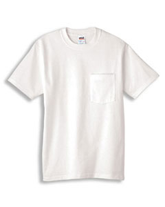 6.1 oz. Cotton Pocket T-Shirt - 6.1 oz., 100% preshrunk cotton. Shoulder-to-shoulder tape and seamless collarette. Left-chest pocket. Double-needle stitched neck, sleeves and bottom hem. Ash and Heather Grey are 90% cotton, 10% polyester.
