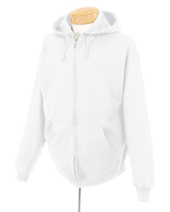8 oz., 50/50 NuBlend Full-Zip Hoodie - 8 oz., 50/50 cotton/poly. NuBlend pill-resistant fleece. 1x1 ribbed cuffs and waistband with spandex. Single-ply hood. Split pouch pocket. Coverseaming on neck, shoulders, armholes and waistband. Smooth cuff construction. Seamless body with set-in sleeves. Double-napped fleece provides a loftier, softer feel. Increased stitch density for a better printing canvas. Grommet and matching drawcord.