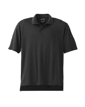 ClimaCool Mens Textured Solid Polo - 100% polyester Coolmax Extreme with UV and anti-microbial finish. Heat-sealed neck label; set-in, open hem sleeves; contrast adidas performance logo on back; rib-knit collar; two-button placket; mesh underarm gussets.