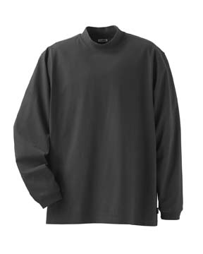 ClimaLite Mens Long-Sleeve Sueded Jersey Mock - 60% cotton, 40% polyester fabric wicks sweat for dry, cool comfort.  Hydrophilic finish; self fabric mock neck; rib-knit cuff sleeves; tonal adidas performance logo on right sleeve; ClimaLite side-seam label at lower left.
