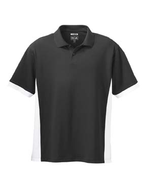 ClimaCool Mens Piqu Colorblock Polo - 100% polyester Coolmax Extreme with UV and anti-microbial finish. Heat-sealed neck label; contrast adidas performance logo on back of neck; rib-knit collar; two-button placket; set-in, open-hem sleeves; contrast jacquard mesh side panels and sleeve hems. 
