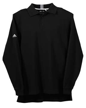 ClimaLite Mens Long-Sleeve Reflex Piqu Polo - 60% cotton, 40% polyester.  Performance fabric wicks away moisture; three-button placket; three contrast stripes at center-back collar; contrast adidas performance logo on right sleeve; rib knit collar and cuff; set-in sleeves; side seamed; mechanical stretch for freedom of movement.