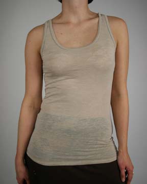 Ladies Basic Burnout Tank - 50% ringspun cotton, 50% polyester, 3.1 oz; 1 x 1 burnout binding in neck and armholes; fabric put through an extensive process showing years of weathering; each striation in this sheer fabric captures a true vintage worn in feel; garment dyed pigment; enzyme/silicone finish; side seamed