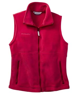 Fern Creek Ladies' Vest - 100% polyester mtr fleece. mtr fleece delivers maximum thermal retention; full-front zip; columbia logo on right chest; zippered hand-warmer pockets; open bottom.