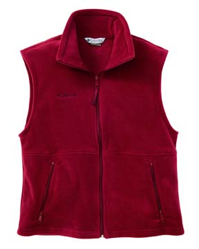 Cathedral Peak Men's Vest - 100% polyester mtr fleece. mtr fleece delivers maximum thermal retention; full-front zip; columbia logo on right chest; zippered hand-warmer pockets; open bottom.