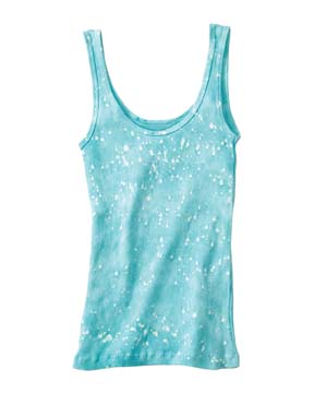 Splatter-Dyed Ladies Rib Tank Top - 100% ringspun cotton. 2x1 rib scoop neck in front and back.
