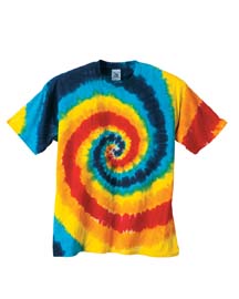 Tie-Dyed Cotton Youth T-shirt - 100% cotton. hand-tied and hand-dyed for a unique swirl pattern; double-needle stitching throughout; shoulder-to-shoulder tape.