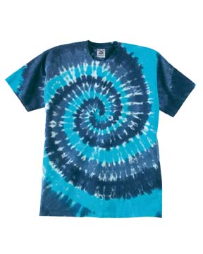 Tie-Dyed Cotton T-shirt - 100% cotton. hand-tied and hand-dyed for a unique swirl pattern; double-needle stitching throughout; shoulder-to-shoulder tape.