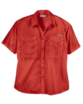 Bonehead Cotton Short-Sleeve Fishing Shirt - 100% cotton ultralite poplin. sandwashed and fully vented; hook-and-loop fastener on collar tip; label on left chest; hook-and-loop closure fly box pockets; rod and tool holder; utility loop.