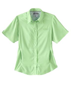 Ladies Tamiami Short-Sleeve Shirt - 100% polyester omni-dry; fabric that wicks moisture away from the body; seven-button placket; anti-microbial finish; quick dry; vented