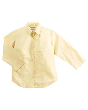 Halifax Cotton Ladies 3/4-Sleeve Shirt - 100% cotton ultralite poplin. garment enzyme sandwashed; tapered fit; straight back yoke; tape and columbia label on center yoke; dyed-to-match buttons; split hem on sleeves; white is garment washed.