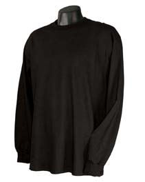 5.5 oz Cotton Long-Sleeve Jersey Tagless T-shirt - 100% open-end cotton, 5.5 oz. seamless rib at neck; shoulder-to-shoulder taping; ribbed cuffs; double-needle stitching on hem.