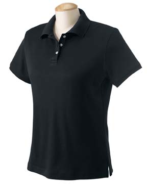 Ladies Solid Perfect Pima Interlock Polo - Same fantastic Peruvian Pima cotton interlock, this time in a shirt tailored just for women. Gently shaped, feminine fit; three-button placket with Dura-pearl buttons; side vents. 