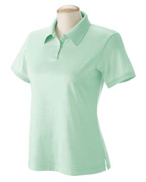 Ladies Northport Jersey Striped Polo - Mercerized 60s two-ply 100% Peruvian pima cotton. Coordinating solid jersey collar tape; feminine two-button placket, Dura-pearl buttons.