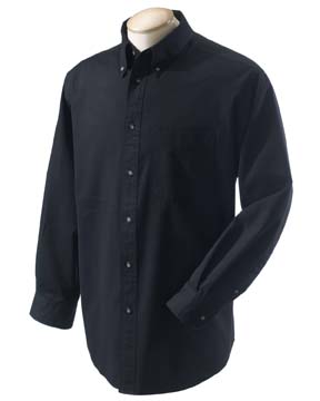 Men's Long-Sleeve Titan Twill - 100% Combed cotton, washed and "peached" for a soft, inviting finish. Soft, shrink-resistant fabric; button-down roll collar; horn buttons; adjustable cuffs; center back pleat; longer tail stays neatly tucked. 