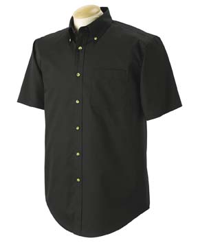Mens Five-Star Performance Short-Sleeve Twill - These shirts fight shrinkage, wrinkles, fading, pilling, staining, and even burning UV rays. High-quality 60% cotton, 40% polyester fabric. Button-down collar on men's, spread collar on ladies', hornstyle buttons on twills, pearlized buttons on oxfords; button-through sleeve plackets and left chest pocket on men's shirts; front and back princess seams on ladies' shirts add gentle shaping. 