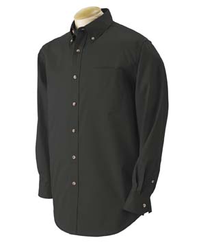 Mens Five-Star Performance Twill - These shirts fight shrinkage, wrinkles, fading, pilling, staining, and even burning UV rays. High-quality 60% cotton, 40% polyester fabric. Button-down collar on men's, spread collar on ladies', hornstyle buttons on twills, pearlized buttons on oxfords; button-through sleeve plackets and left chest pocket on men's shirts; front and back princess seams on ladies' shirts add gentle shaping. 