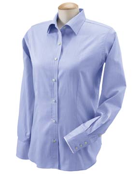 Ladies' Savile Patterned Dress Shirt - 100% 50s singles Peruvian pima cotton. Single-needle stitching throughout; flat-felled seams; adjustable cuffs; center back pleat; straight-point collar; front and back darts for a flattering fit; pearlized buttons.