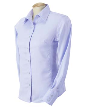 Ladies' Advantage Elite Pinpoint Oxford - 100% 80s two-ply combed cotton remains wrinkle-free for life. Single-needle stitching throughout; flat-felled seams; adjustable cuffs; center back pleat; straight point collar; front and back darts for a flattering fit; pearlized buttons.