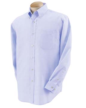 Men's Five-Star Performance Oxford - These shirts fight shrinkage, wrinkles, fading, pilling, staining, and even burning UV rays. High-quality 60% cotton, 40% polyester fabric. Button-down collar on men's, spread collar on ladies', hornstyle buttons on twills, pearlized buttons on oxfords; button-through sleeve plackets and left chest pocket on men's shirts; front and back princess seams on ladies' shirts add gentle shaping. 