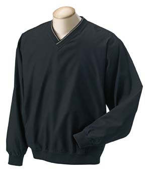 Windcheater Windshirt - 85% Polyester, 15% Nylon. High V-neck for warmth; InconspicuZip for easy embroidery; two onseam side pockets; rib-knit cuffs and waist. 