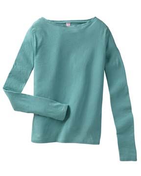 Savannah Cotton Long-Sleeve T-shirt - 100% sheer cotton jersey. Garment washed; long slim fit; flattering scoop neck. 