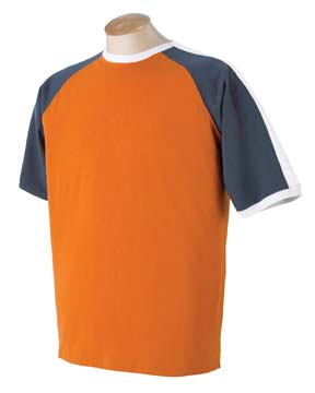 Princeton Cotton Colorblock T-shirt - 100% combed cotton jersey. Vintage washed; double-needle stitching throughout; coloblock detailing on sleeves.