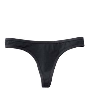 Cotton/Spandex Stretch Thong - 92% cotton, 8% spandex stretch jersey. Contrast color binding at waistband and leg openings (except white and black solids); double-needle stitching on hem. 