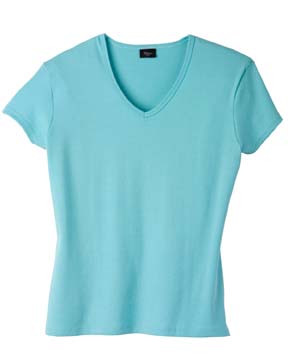 Classic Fit V-neck T-shirt - 6.1 oz., 100% combed ringspun cotton; luxuriously soft rib fabric for ultimate comfort; double-needle bound V-neck.
