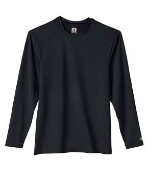 Double Dry Compression Long Sleeve T-shirt - 86% polyester, 14% spandex compression knit, 6.75 oz; self fabric collar; two-needle sleeve and bottom hem; reflective "c" logo on left sleeve; wicks moisture away from the body and helps control moisture buildup; open-hemmed waist; set in sleeves