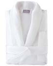 Deluxe Bathrobe - 100% cotton, 12.0 oz; velour terry outside, looped terry inside; 48" mid-calf length; set-in sleeves; double belt loops; two patch pockets