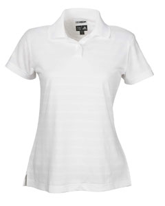 Women's ClimaCool Mesh Solid Textured Polo - 100% polyester. Rib knit collar. Set-in, open-hem sleeves. CoolMax Extreme jersey and textured mesh. Contrast adidas logo on back neck yoke. UV protection. Anti-microbial finish. ClimaCool heat-seal logo on back left side. Two-button placket. Sideseamed with side vents.