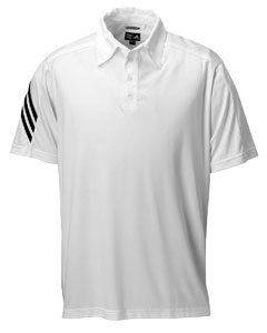 Men's ClimaCool Mesh All Tour Polo - 100% polyester. CoolMax Extreme jersey with mesh shoulder panels. Self collar. Contrast adidas logo on back neck yoke. UV protection. Anti-microbial finish. ClimaCool heat-seal logo on back left side. Four-button placket. Open-hem sleeves with 3-Stripe detail. Set-in sleeves. Sideseamed.