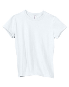 Women's Crew Neck Jersey T-Shirt - 4.2 oz., 100% combed ringspun cotton. A classic-fitting basic with feminine styling. Contoured sideseams flatter the figure. Super soft baby jersey knit. Set-in sleeves. Athletic Heather is 90% cotton, 10% polyester.
