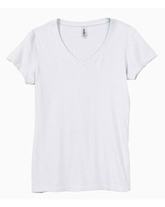 Women's V-Neck Jersey T-Shirt - 4.2 oz., 100% combed ringspun cotton. A classic style reinvented with a comfortable set-in V-neck. Super soft baby jersey knit. Sideseamed. Set-in sleeves.