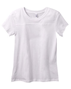 Women's Danielle Jersey Yoke T-Shirt - 4.2 oz., 100% combed ringspun cotton jersey. A classic fitting basic with athletic styling. Super soft. Contoured sideseams that flatter the figure and a sporty upper body yoke seam that adds unique detailing. Athletic Heather is 90% cotton, 10% polyester.
