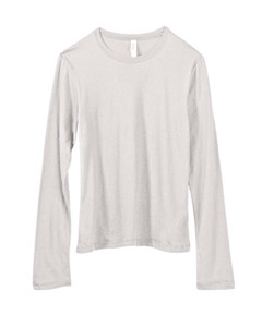 Women's Long-Sleeve Crew Neck Jersey T-Shirt - 4.2 oz., 100% combed ringspun cotton jersey. Great for layering. Super soft baby jersey knit. Sideseamed. Set-in sleeves. Athletic Heather is 90% cotton, 10% polyester.