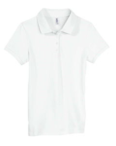 Women's Mini Pique Polo - 5.6 oz., 97/3 cotton/spandex mini pique. Fitted. Matching rib collar and sleeve cuffs. Slim four-button placket styling. Rib sleeve finish with set-in sleeves. Sideseamed.