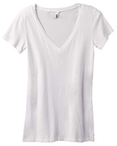 Women's Lidia Tissue Jersey Deep V-Neck T-Shirt - 3 oz., 100% cotton tissue jersey. Sheer soft knit T-shirt cut long with a deep V-neck. Silicon garment washed.