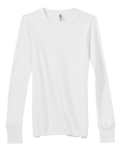 Women's Irene Long-Sleeve Thermal T-Shirt - 4.5 oz., 60/40 cotton/poly combed ringspun thermal. Custom fit with retro ribbed cuffs. Soft mini-waffle thermal knit has a delicate appearance. Great when layered with short-sleeve styles for extra warmth. Sideseamed. Set-in sleeves.