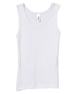 Girl's 1x1 Baby Rib Wide Strap Tank - 5.8 oz., 100% combed ringspun cotton. Wide straps. Comfortable, fitted cut. Super soft 1x1 baby rib knit. Sideseamed.