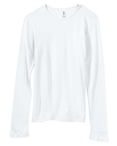 Women's 1x1 Baby Rib Long-Sleeve T-Shirt - 5.8 oz., 100% combed ringspun cotton. Contoured, feminine body with a snug fit and generous long-sleeve length. Super soft 1x1 baby rib knit. Sideseamed. Set-in sleeves.