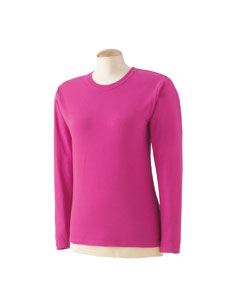 Women's 5.4 oz. Ringspun Garment-Dyed Long-Sleeve T-Shirt - 5.4 oz., 100% ringspun cotton. Preshrunk, soft-washed, garment-dyed fabric. 1/2" ribbed collar with shoulder-to-shoulder taping. Double-needle stitching on neck, sleeves and bottom hem.