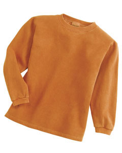 Youth Garment-Dyed Fleece Crew - 10 oz., 80/20 cotton/poly. Preshrunk. Set-in sleeves. 2x1 rib on collar, cuffs and relaxed waistband. Coverseamed collar and waist hem.